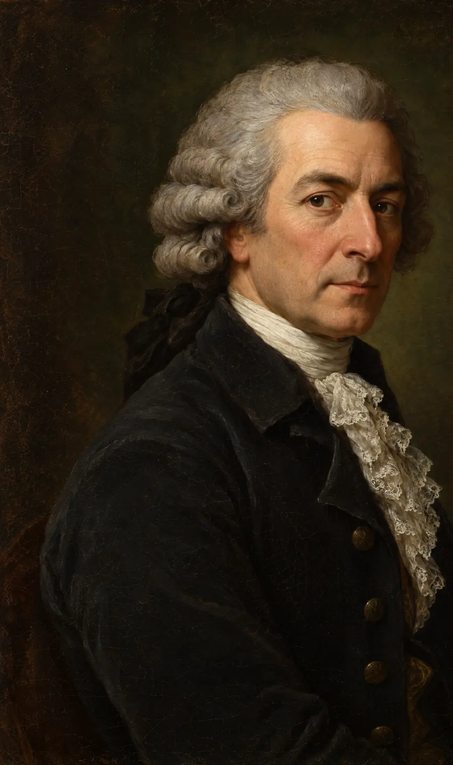 Retrato a óleo de um médico europeu do século XVIII